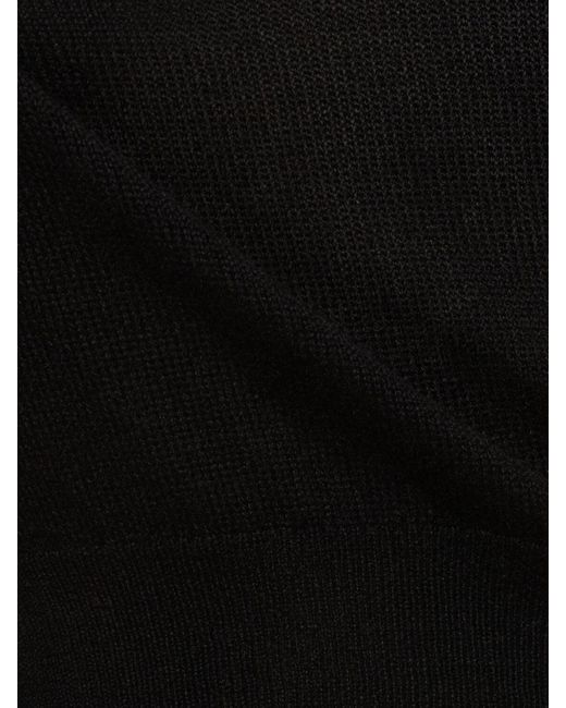 Auralee Black Fine Cashmere & Silk Knit Polo Sweater