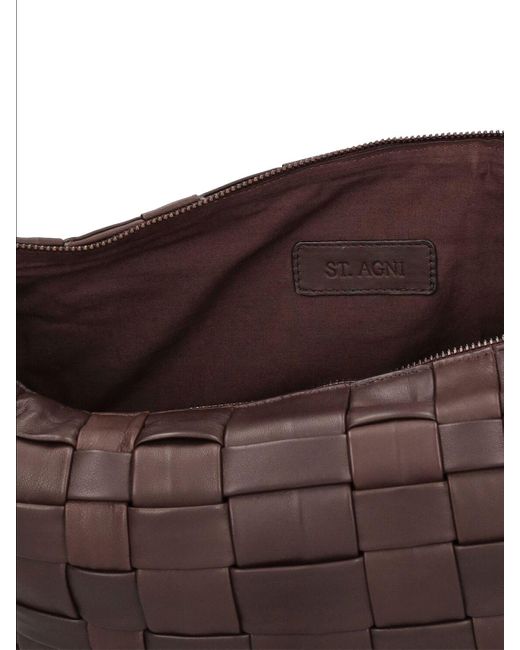 St. Agni Brown Crescent Leather Shoulder Bag