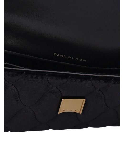 Tory Burch Black Mini Kira Velvet Shoulder Bag