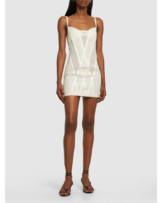 Dion Lee Natural Mesh Corset Mini Dress