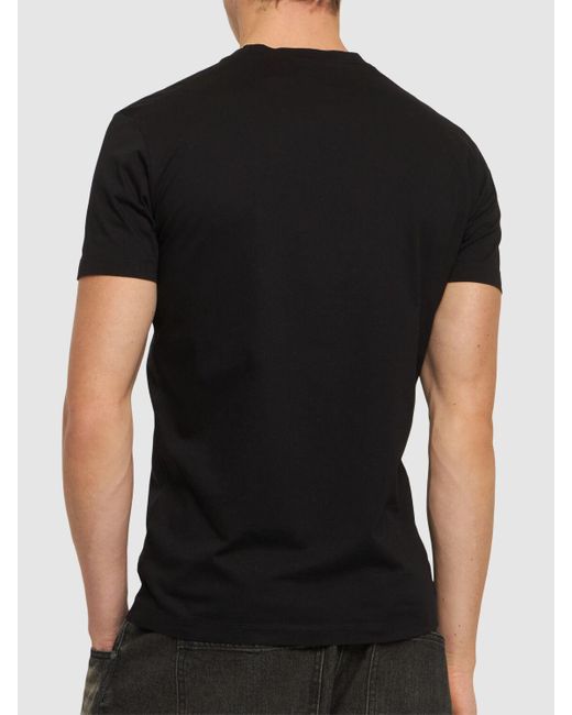 Camiseta de algodón estampado DSquared² de hombre de color Black