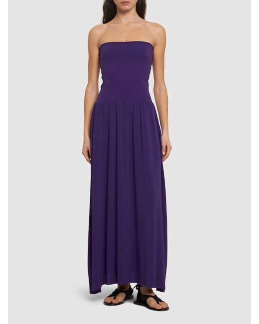 Eres Purple Oda Strapless Maxi Dress