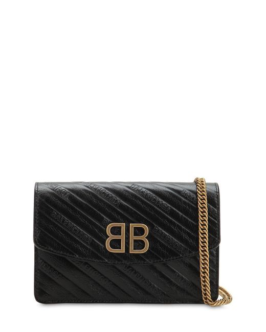 Balenciaga Black Bb Chain Wallet Leather Bag