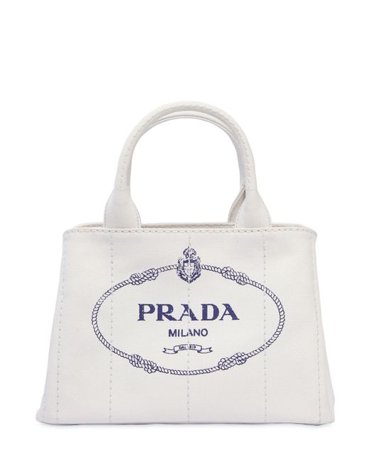 Prada White Small Gardener's Cotton Canvas Bag