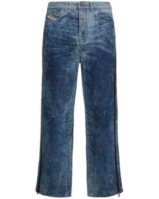 Jeans dritti vita media d-rise in denim di DIESEL in Blue da Uomo