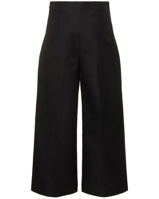 Marni Black Cotto Cady High Waist Wide Cropped Pants