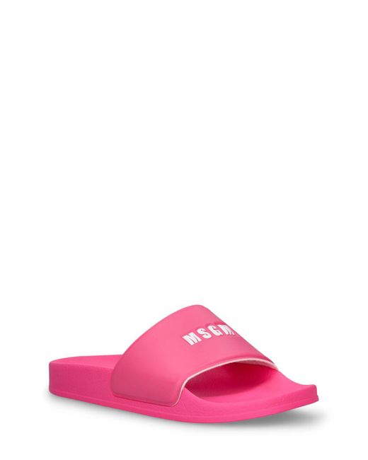 MSGM Pink 15Mm Rubber Pool Slide Sandals