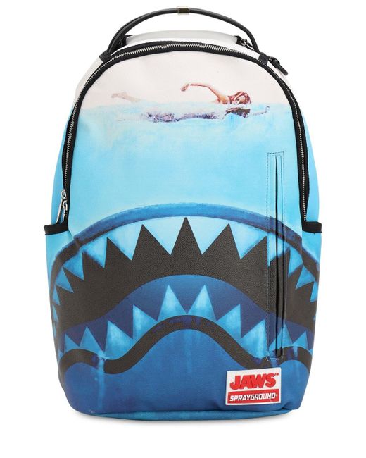 Sprayground Blue Jaws Shark Printed Backpack for men