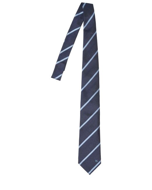 Etro Blue Printed Silk Tie for men