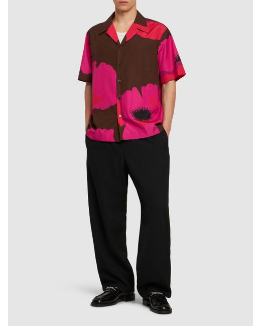 Valentino Kurzärmliges Hemd Aus Baumwolle in Pink für Herren