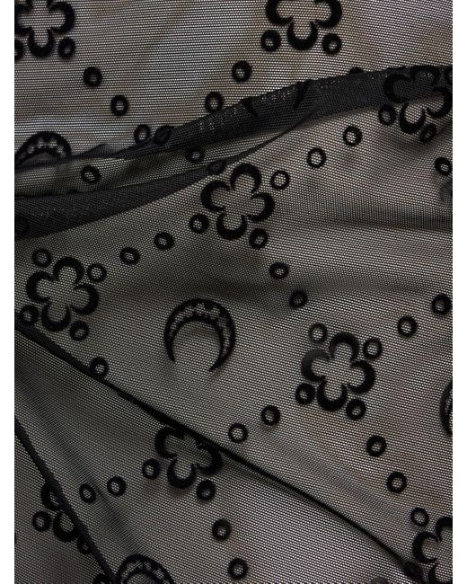 MARINE SERRE Gray Monogram Mesh Midi Dress