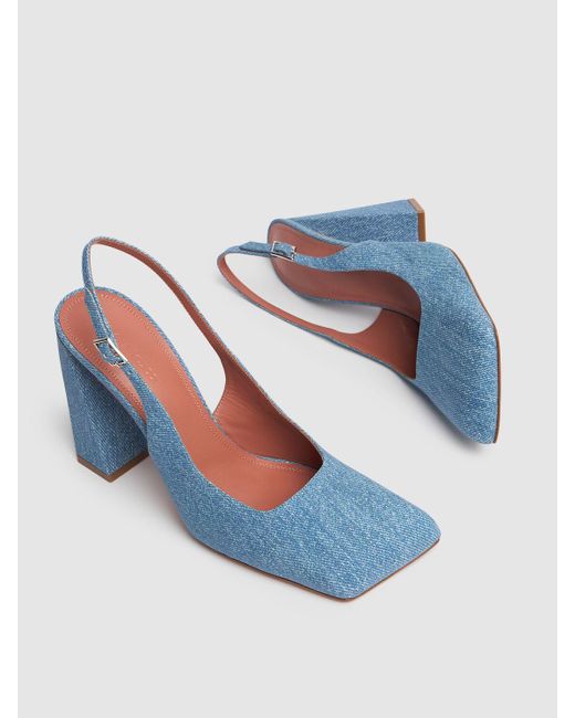 Zapatos destalonados de denim 35mm AMINA MUADDI de color Blue