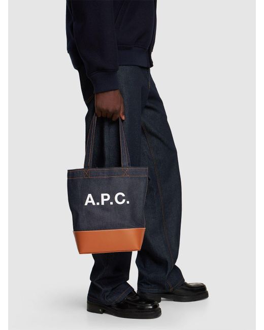 A.P.C. Blue Axel Small Denim Tote Bag for men