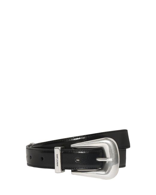 Saint Laurent White 25Mm Boucle Folk Leather Belt