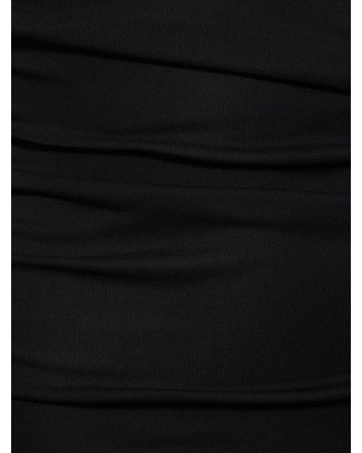 ANDAMANE Black Olimpia Draped Stretch Jersey Midi Dress