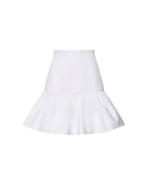 Patou White Gathered Cotton Gabardine Mini Skirt