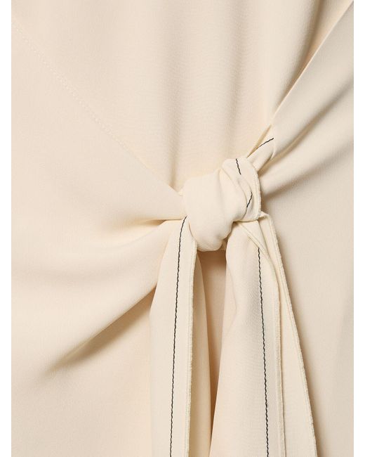 Victoria Beckham Natural Tie Detail Viscose Midi Dress