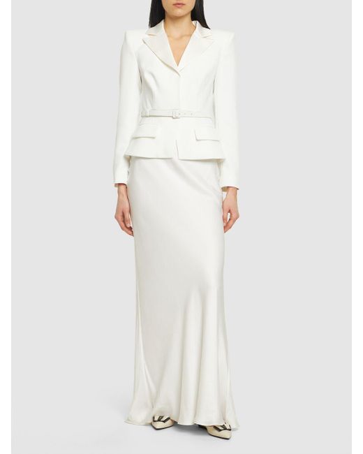 Self-Portrait White Tailored Crêpe Maxi Dress