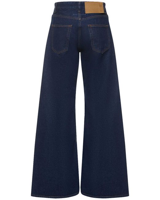 MM6 by Maison Martin Margiela Blue Mid Rise Wide Cotton Denim Jeans