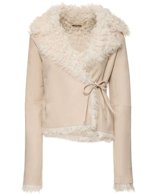 Nour Hammour Natural Ava Shearling Self-tie Jacket