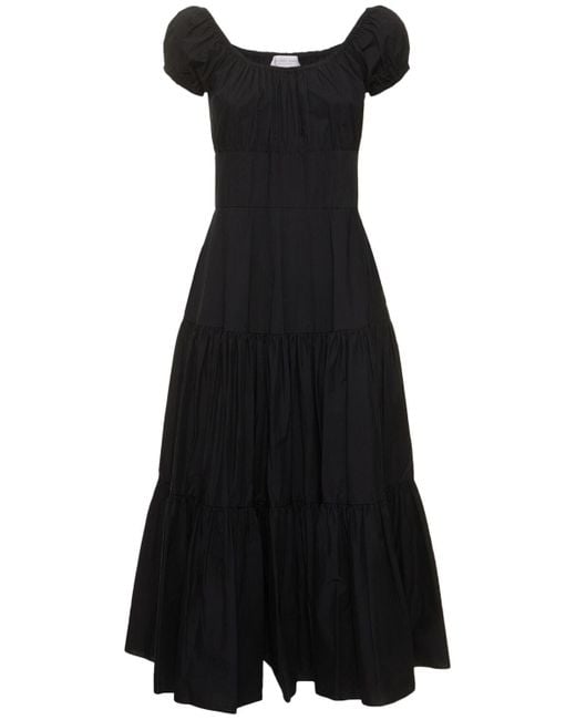Vestido midi de popelina de algodón Michael Kors de color Black