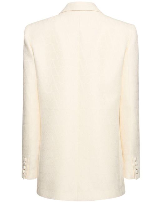 Valentino Natural Wool & Silk Crepe Logo Jacket