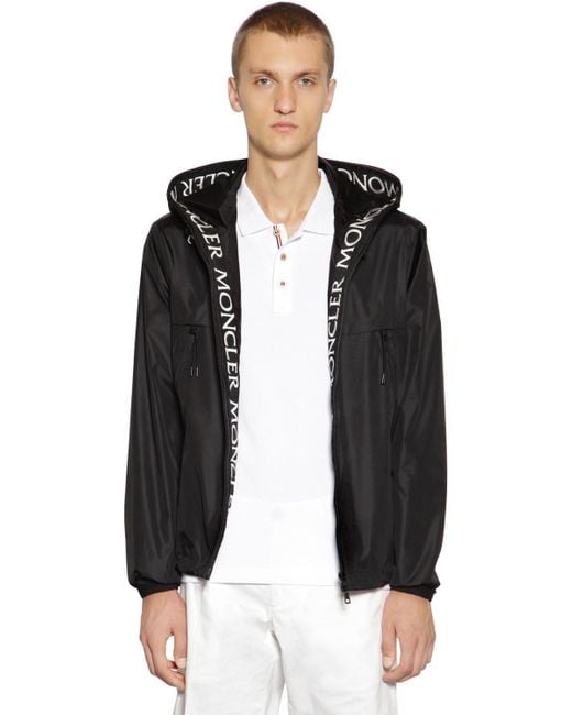 Moncler Black Massereau Hooded Logo Nylon Jacket for men