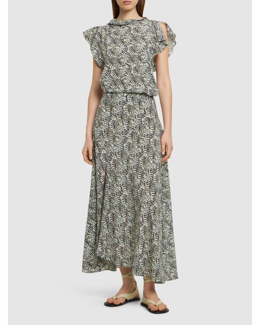 Isabel Marant Gray Sakura Printed Silk Midi Skirt