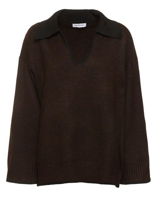 WeWoreWhat Black V Collar Knitted Sweater