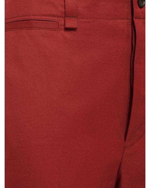 Pantaloni in twill di cotone di Saint Laurent in Red