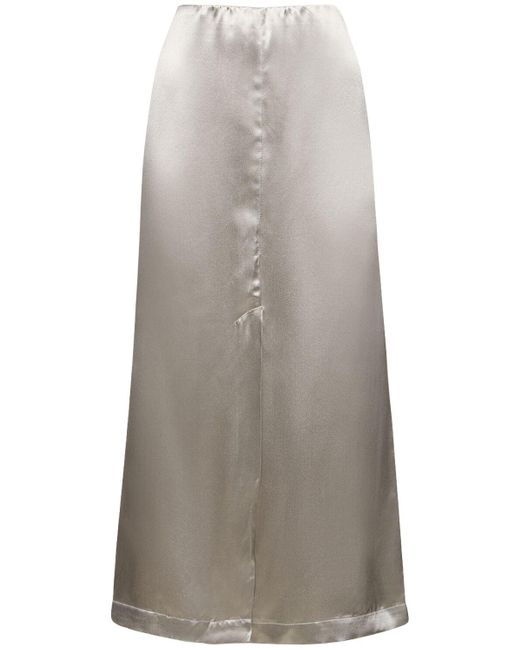 Loulou Studio Gray Lys Silk Blend Midi Skirt