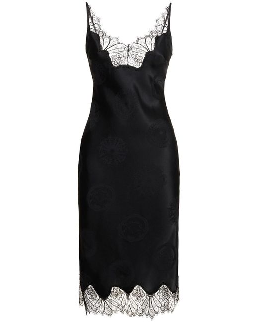 Coperni Black Jacquard Satin Lace Dress