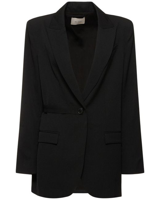 Veste en laine à boutonnage simple avec ceinture St. Agni en coloris Black
