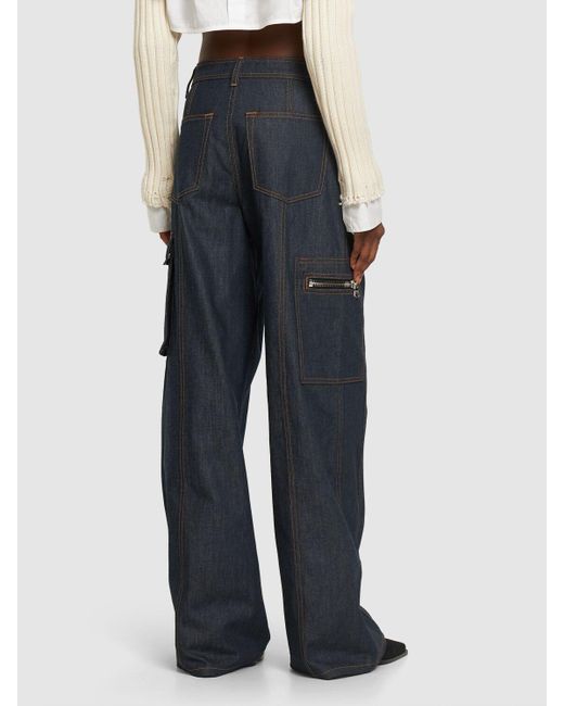 Jeans extra larghi vita media in di cotone di Brandon Maxwell in Blue