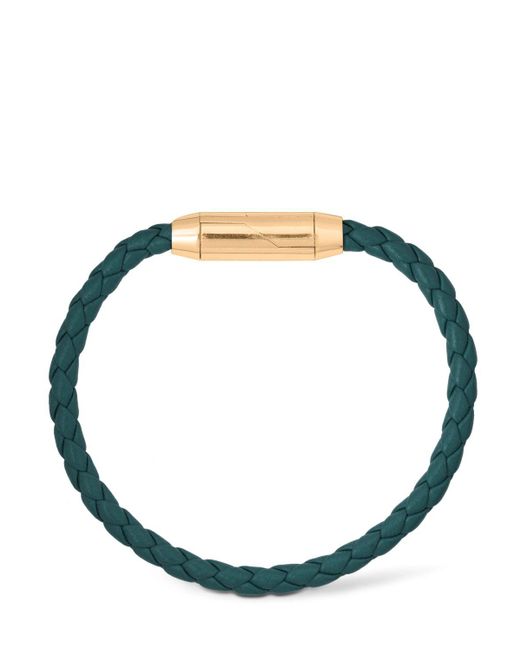 Bottega Veneta Green Braid Leather Bracelet
