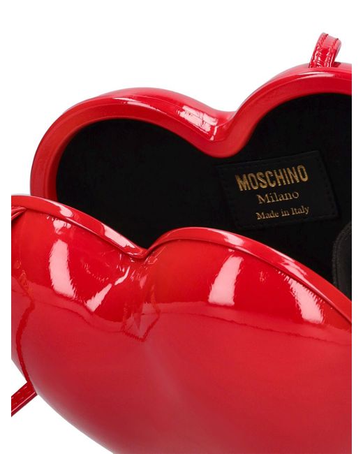 Sac porté épaule verni heartbeat Moschino en coloris Red