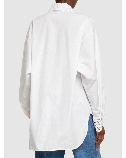 Camicia in cotone con ricami di Ermanno Scervino in White