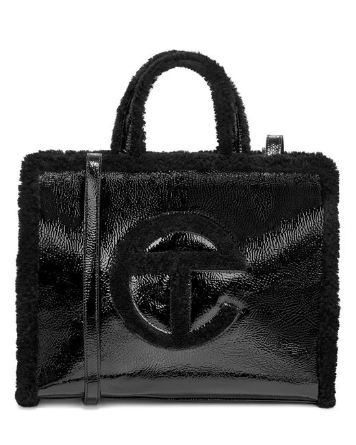 UGG X TELFAR Black Medium Telfar Crinkle Patent Shopper Bag
