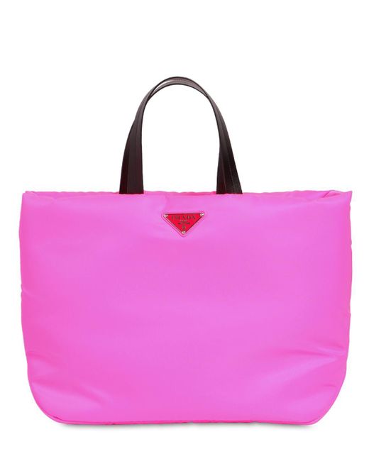 Prada Pink Puffer Nylon Tote Bag