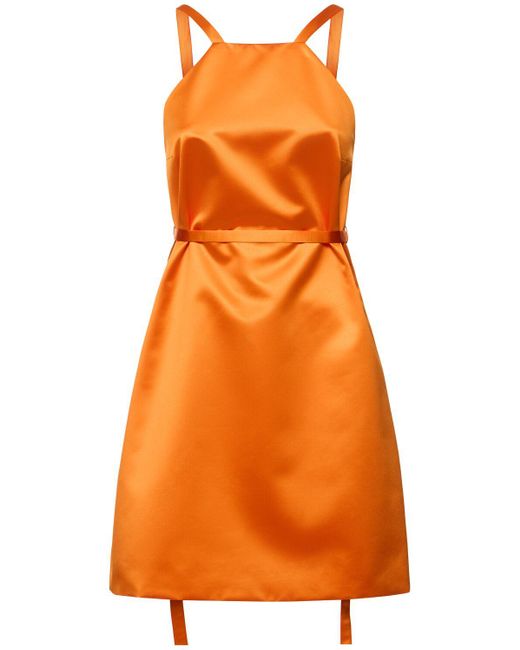 Vestido corto de satén duchesse Patou de color Orange