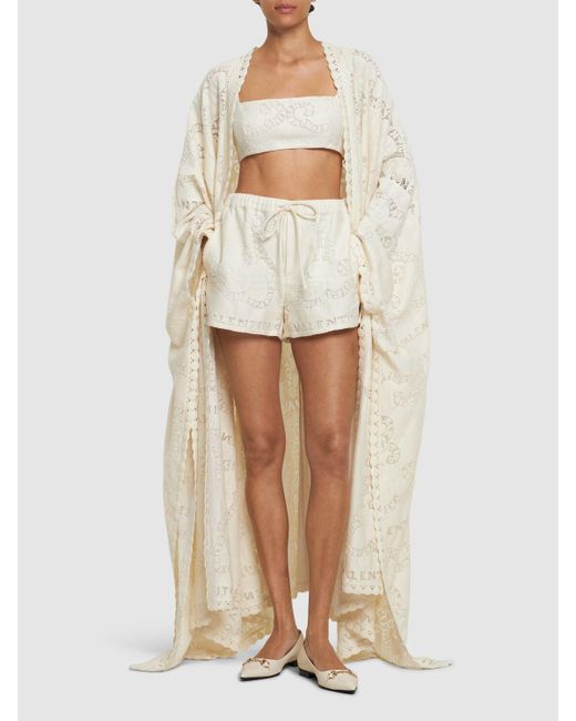 Crop top in guipure di cotone di Valentino in White