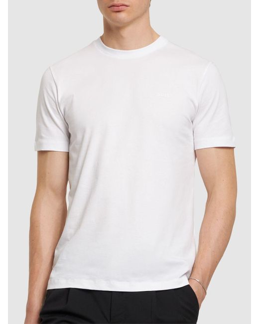 T-shirt thompson in jersey di cotone / logo di Boss in White da Uomo