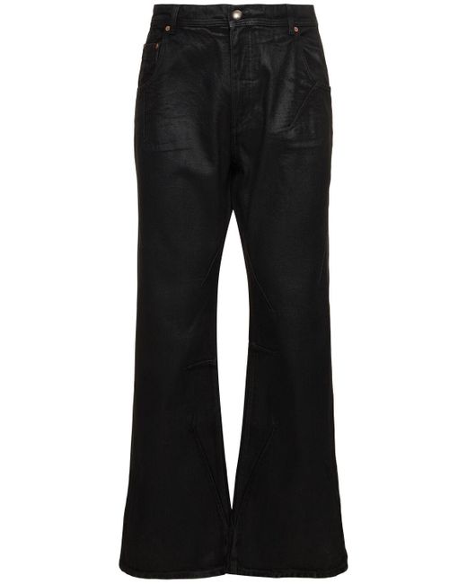 ANDERSSON BELL Black Tripot Coated Cotton Flared Jeans for men