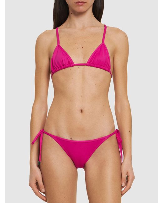 The Attico Pink Lycra Triangle Bikini Set