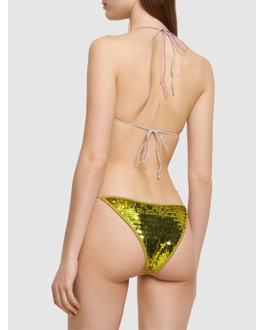 Oseree Multicolor Microkini Sequined Triangle Bikini