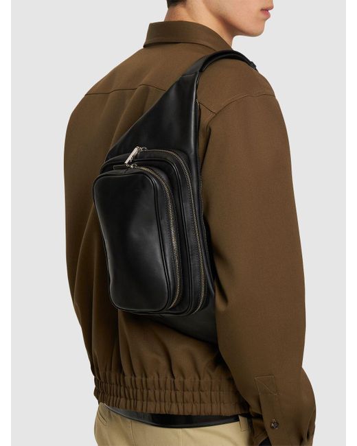 Mattia Capezzani Black Leather Belt Bag for men