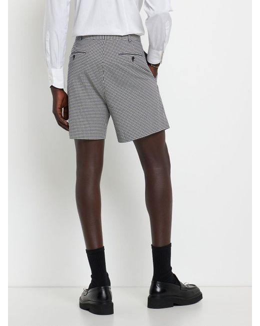 Egonlab Gray Houndstooth Cotton Shorts for men
