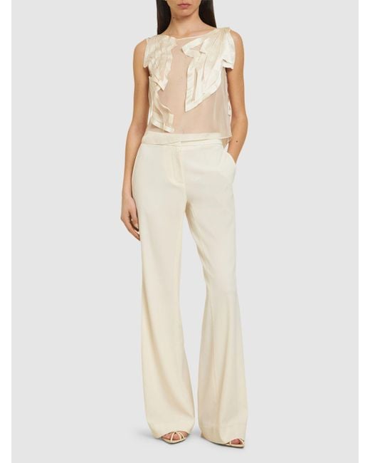 Alberta Ferretti シルクブレンドオーガンザトップス Natural
