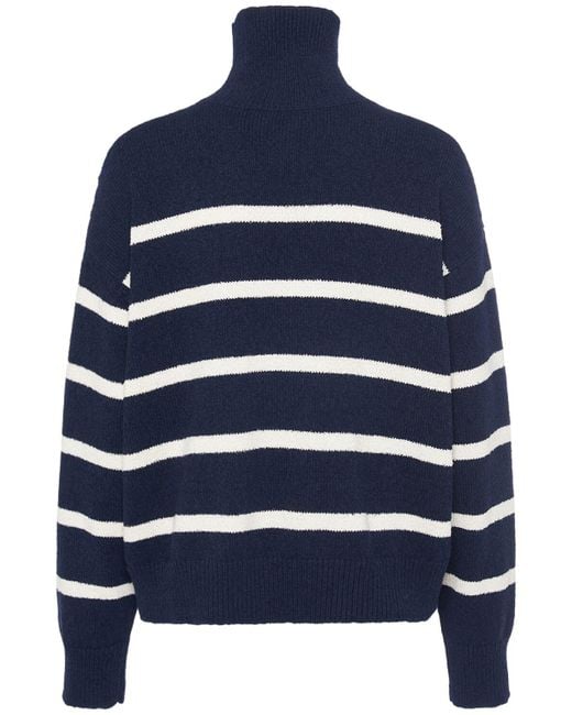 DSquared² Blue Striped Cotton Bouclé Turtleneck Sweater