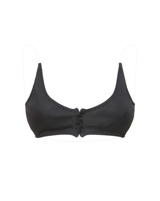 Y. Project Black Ribbed Jersey Invisible Straps Bra Top
